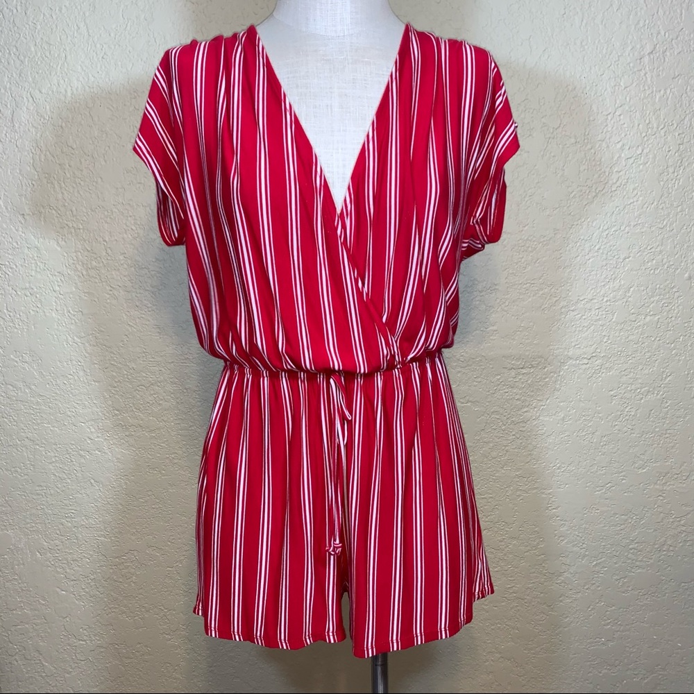 Red Striped Romper